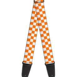Guitar Strap - Checker White TN Orange