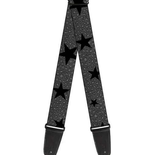 Guitar Strap - Cheetah Stars Gray Black