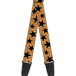Guitar Strap - Cheetah Stars Tan Black