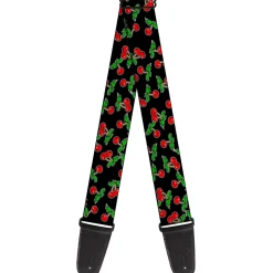 Guitar Strap - Cherries Scattered Black