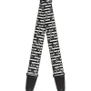 Guitar Strap - Cherries Scattered Vertical Stripe White Black Grays