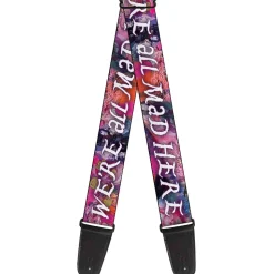 Guitar Strap - Cheshire Cat Visions WE'RE ALL MAD HERE Pinks White