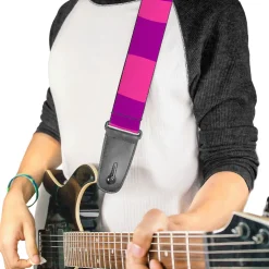 Guitar Strap - Cheshire Cat Stripe Pink Purple