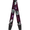 Guitar Strap - Cheshire Cat Face Poses Stripe Purple Black White