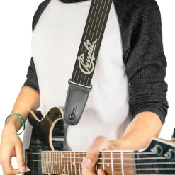 Guitar Strap - CHEVROLET Heritage Script Stripe Charcoal Tan
