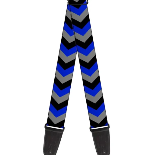Guitar Strap - Chevron Blue Black Gray
