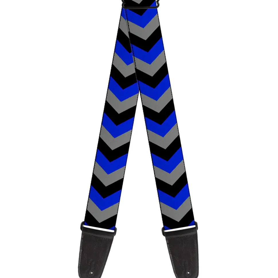 Guitar Strap - Chevron Blue Black Gray