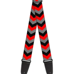 Guitar Strap - Chevron Red Black Gray