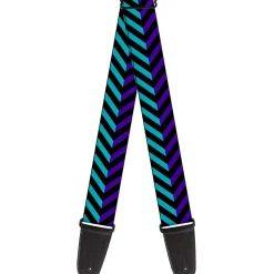 Guitar Strap - Chevron3 Split Turquoise Purple Black
