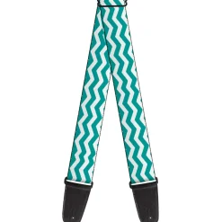 Guitar Strap - Chevron Stripe White Teal
