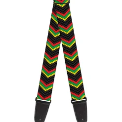 Guitar Strap - Chevron Weave Black Rasta
