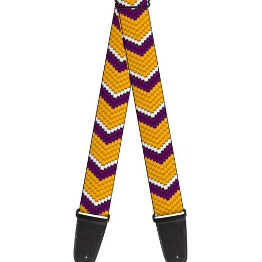 Guitar Strap - Chevron Weave Gold Purple White