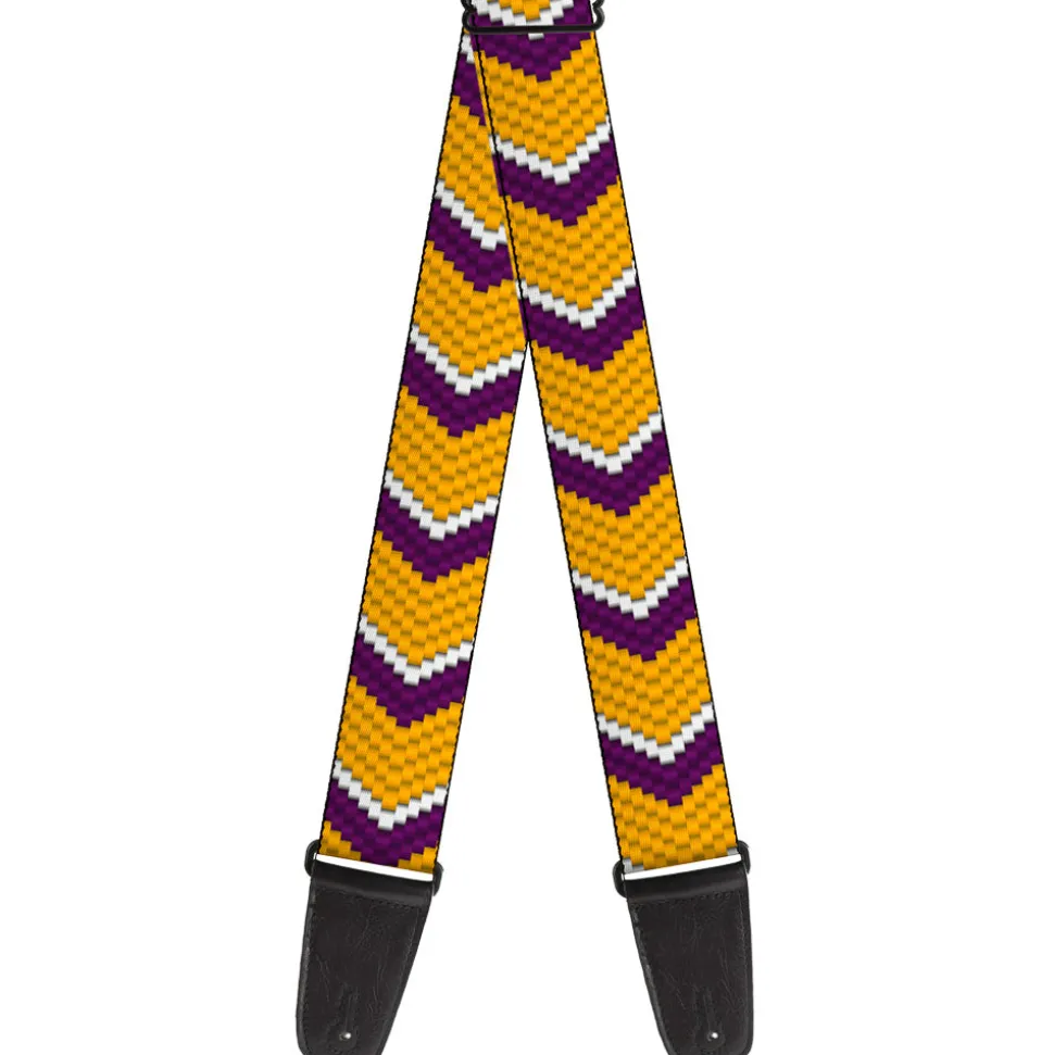 Guitar Strap - Chevron Weave Gold Purple White