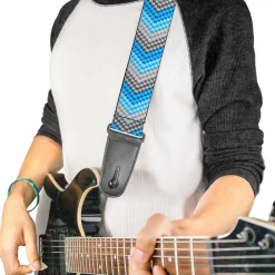 Guitar Strap - Chevron Weave Grays Blues