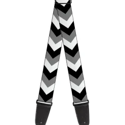Guitar Strap - Chevron White Gray Black