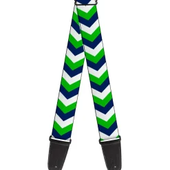 Guitar Strap - Chevron White Bright Green Navy
