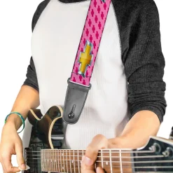 Guitar Strap - Chevy Gold Bowtie w Logo PINK