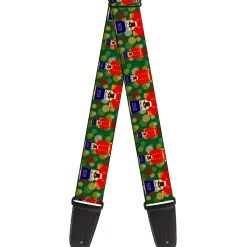 Guitar Strap - Christmas Nutcracker Polka Dots Greens Gold Red
