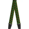 Guitar Strap - Christmas Sweater Stitch Green White Gold Red