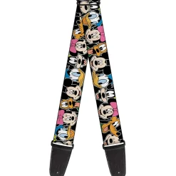 Guitar Strap - Classic Disney Character Faces Black