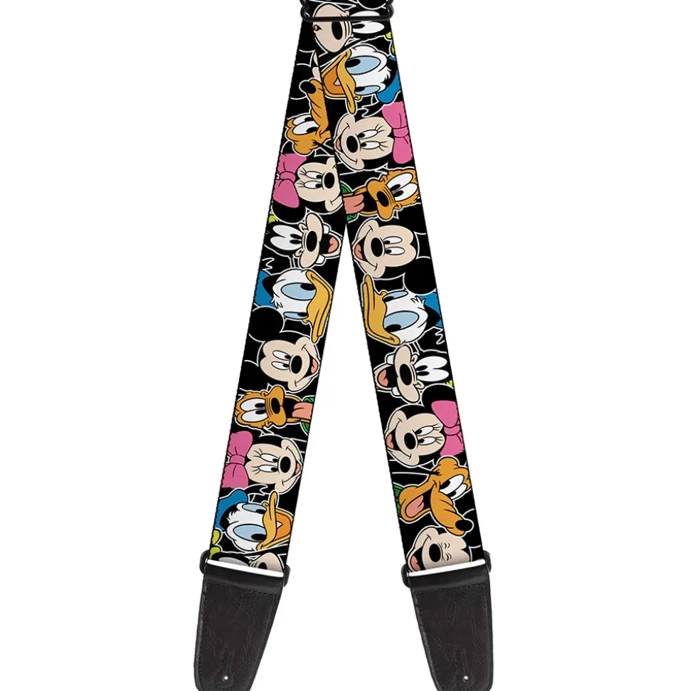 Guitar Strap - Classic Disney Character Faces Black