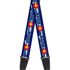Guitar Strap - Colorado ASPEN Flag Snowy Mountains Weathered2 Blue White Red Yellows