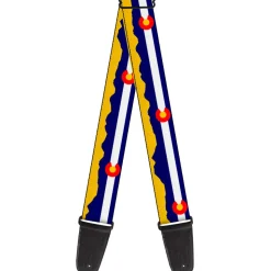 Guitar Strap - Colorado Flag Mountain Silhouette Yellow