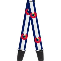 Guitar Strap - Colorado Flag Snowboarder Blue White Red Yellow