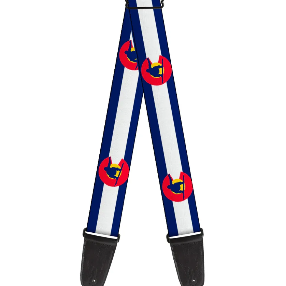 Guitar Strap - Colorado Flag Snowboarder Blue White Red Yellow