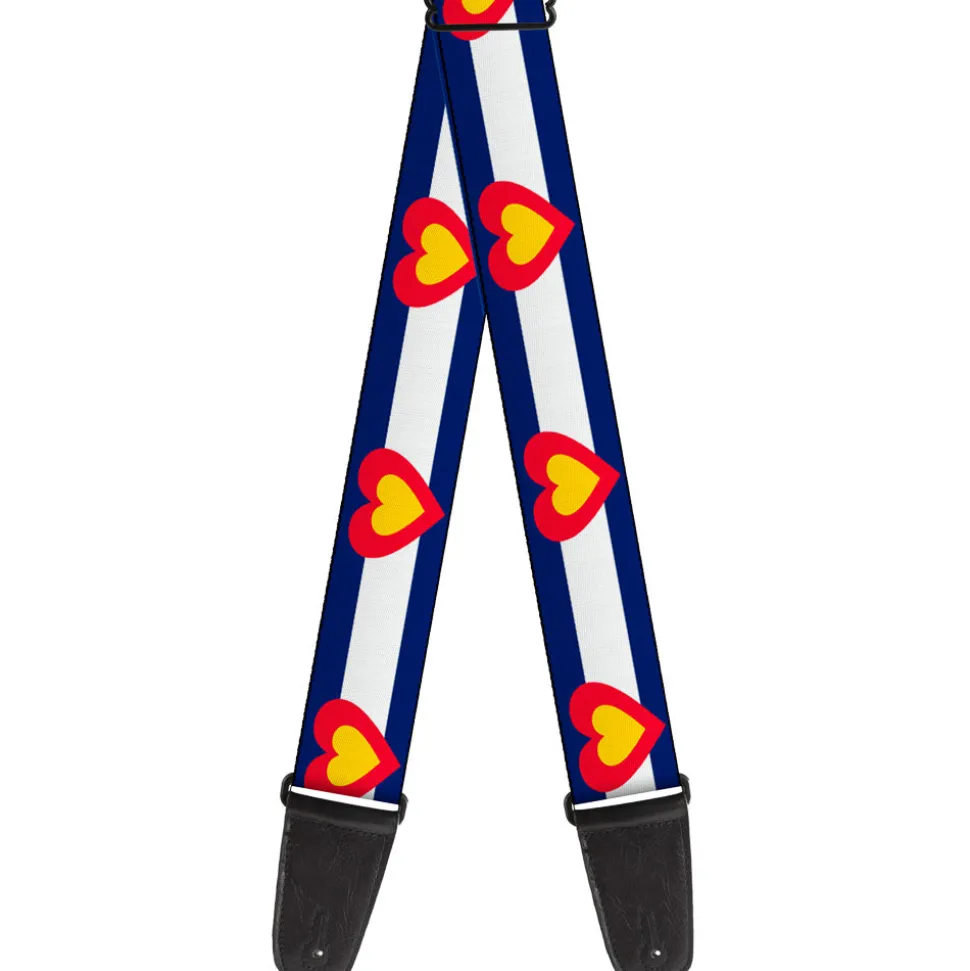 Guitar Strap - Colorado Heart Blue White Red Yellow