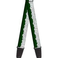 Guitar Strap - Colorado Mountains Green White Gray Text