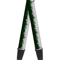 Guitar Strap - Colorado Mountains Green Black Text Grays