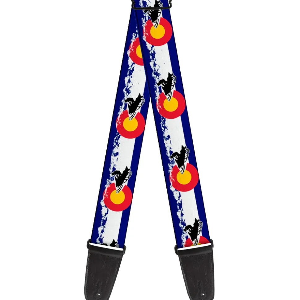 Guitar Strap - Colorado Snowmobiler Mountains