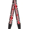 Guitar Strap - Corset Lace Up w Bow Red Plaid Red