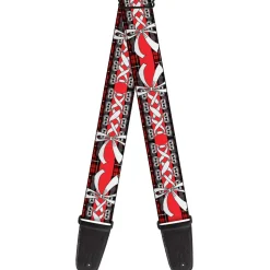 Guitar Strap - Corset Lace Up w Bow Red Plaid Red
