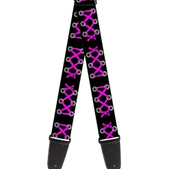 Guitar Strap - Corset Lace Up Black Fuchsia