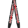 Guitar Strap - Corset Lace Up w Bow Black Red