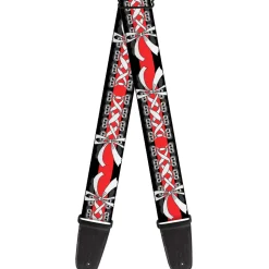 Guitar Strap - Corset Lace Up w Bow Black Red