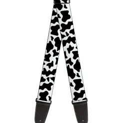 Guitar Strap - Cow Pattern Print White/Black