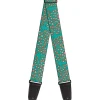 Guitar Strap - Cross Repeat Leopard Turquoise Pink