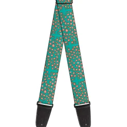 Guitar Strap - Cross Repeat Leopard Turquoise Pink