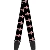Guitar Strap - Cross Repeat Black Leopard Brown Pink Outline