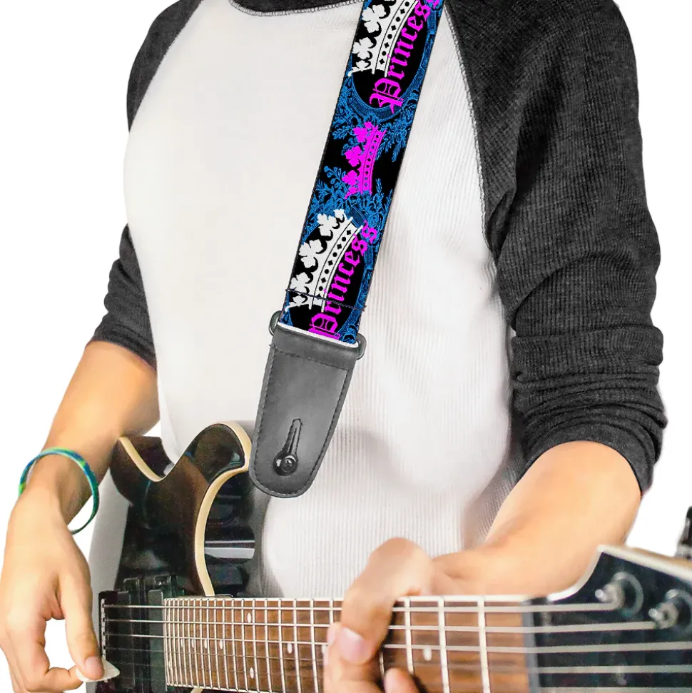 Guitar Strap - Crown Princess Oval Black Turquoise