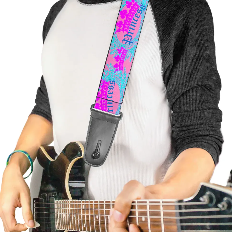 Guitar Strap - Crown Princess Oval Pink Turquoise