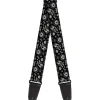 Guitar Strap - Cruella Rebel Heart Badge and Icon Collage Black White
