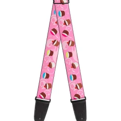 Guitar Strap - Cupcake Swirls Pink Multi Color