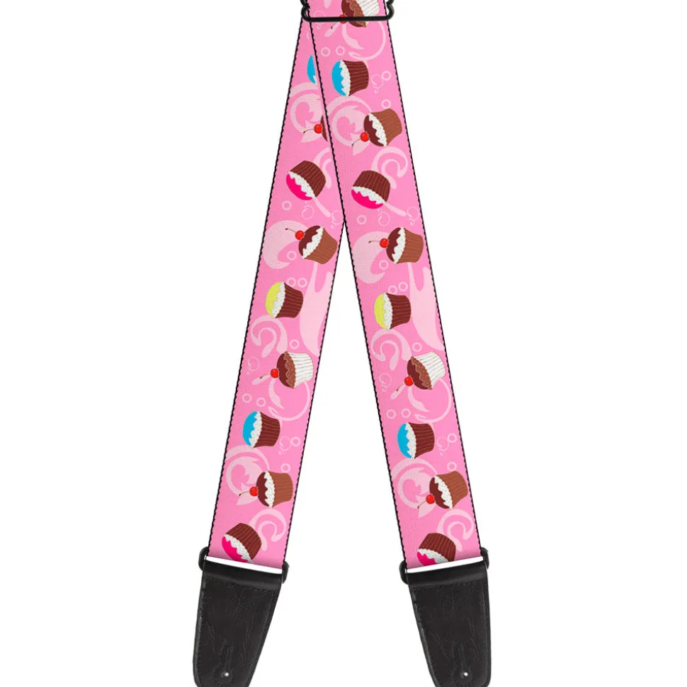 Guitar Strap - Cupcake Swirls Pink Multi Color