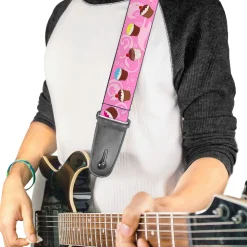 Guitar Strap - Cupcake Swirls Pink Multi Color