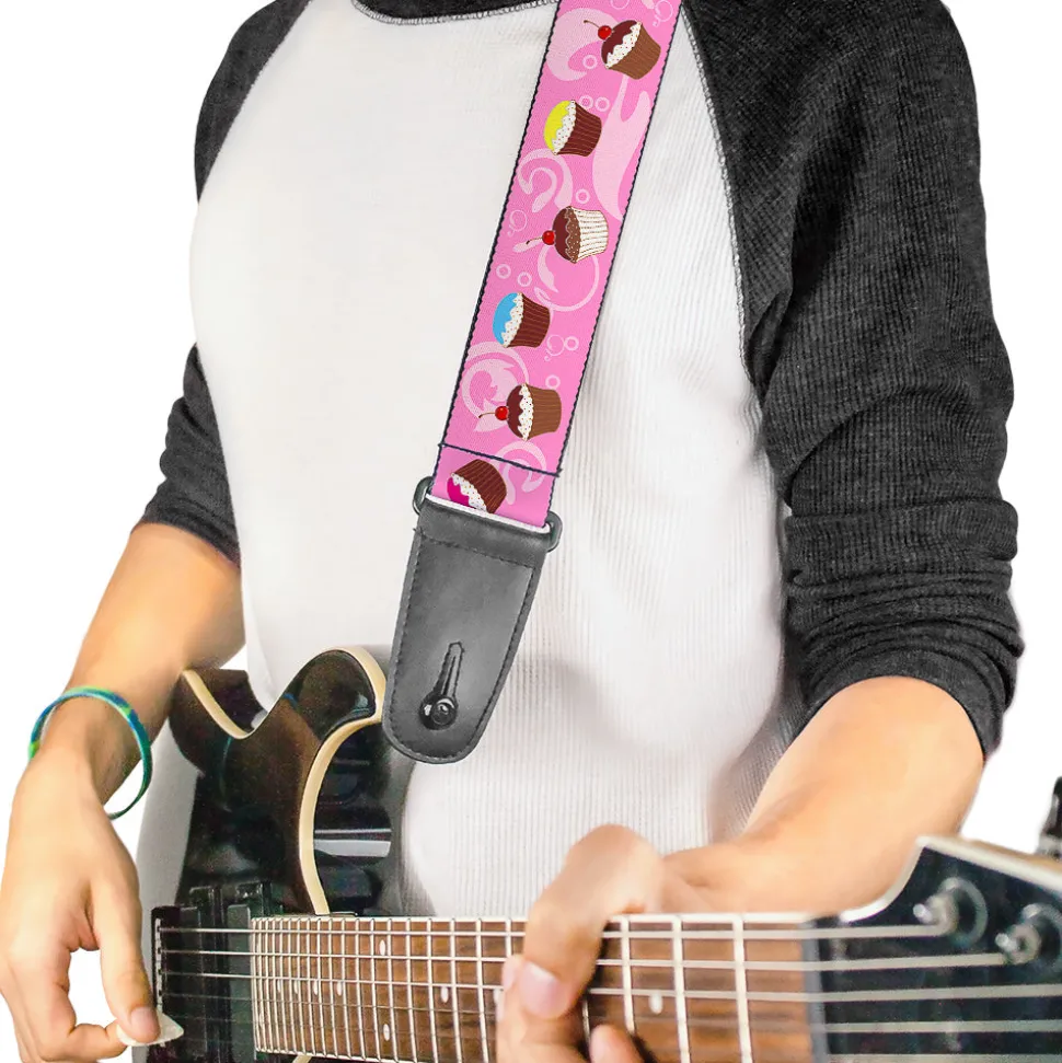 Guitar Strap - Cupcake Swirls Pink Multi Color
