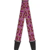 Guitar Strap - Cute Skulls w Paisley Purple Pink Green